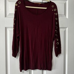Women's Burgundy Top with Gold Accents